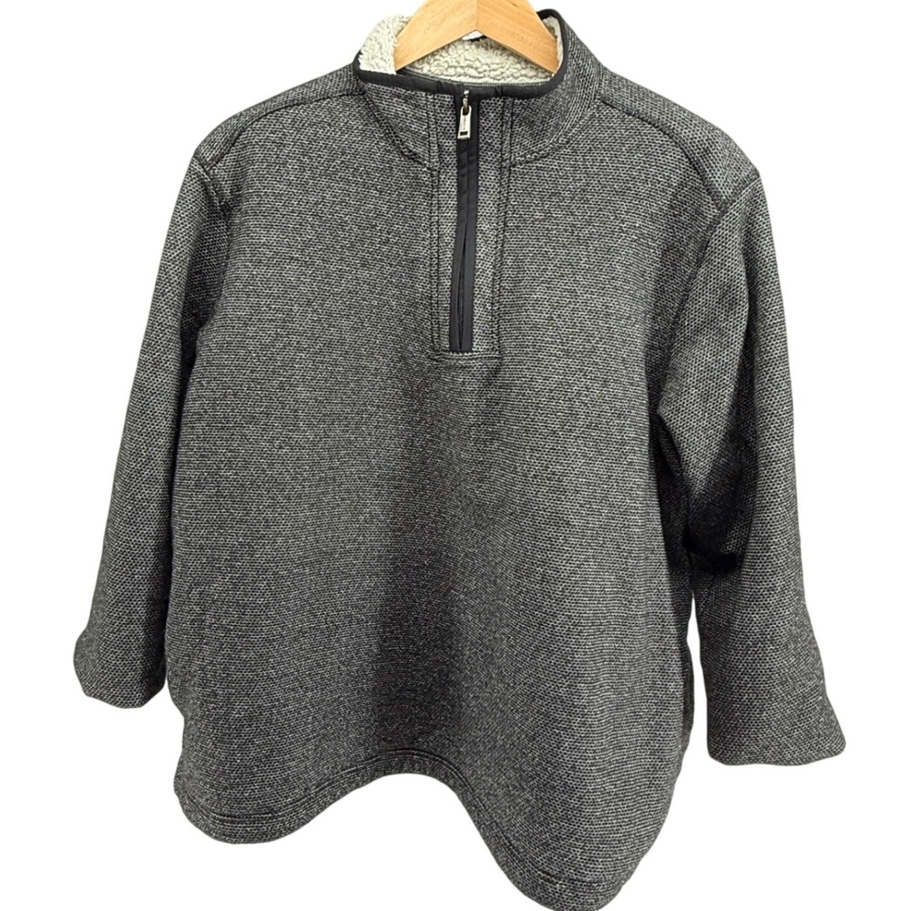 Orvis Classic Collection Mens Gray 1/4 Zip Fleece Sherpa Pullover Sweater XL‎